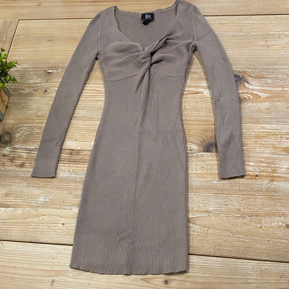 Derek Heart Taupe Long Sleeve Dress